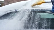 Brushing Snow Off Of Car Snow Storm Blizzard Stock Footage