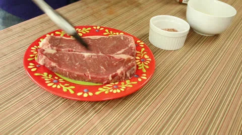Brushing Strips Steaks Stock-Footage 22576091