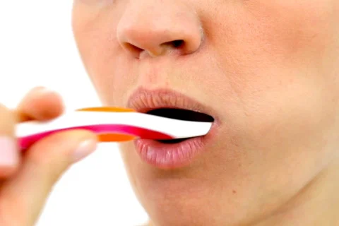 Brushing teeth closeup Stock Footage 855477