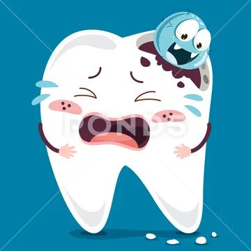 Brushing Teeth Concept With Cartoon Character Stock Illustration