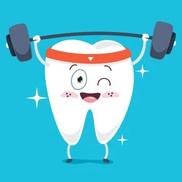 Brushing Teeth Concept With Cartoon Character Stock Illustration