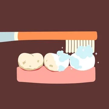 Brushing teeth. Dental care. Flat illustration Stock Illustration