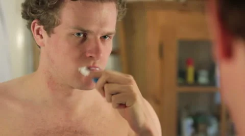 Brushing teeth in the morning Stock Footage 40843606