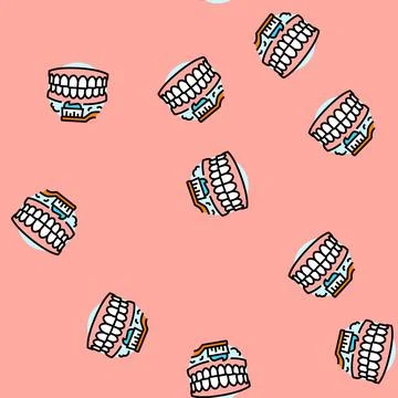 Brushing teeth oral care vector seamless pattern Stock Illustration