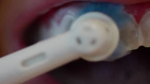 Brushing Teeth (Top)-Extreme Close Up Stock Footage 22139729
