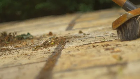 Brushing the yard Stock Footage 94720268