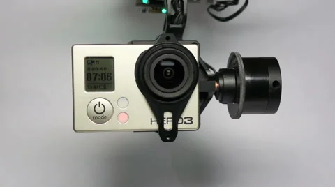 Brushless gimbal‎ and camera gopro. Side view Stock-Footage 45002231