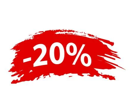 Brushstroke "20% off" Red Set Offer Discount Tag, Stock vector illustration Stock Illustration