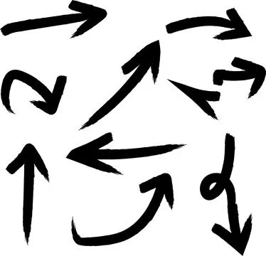 Brushstroke arrows pointing left right up down direction change symbol illu.. 스톡 일러스트