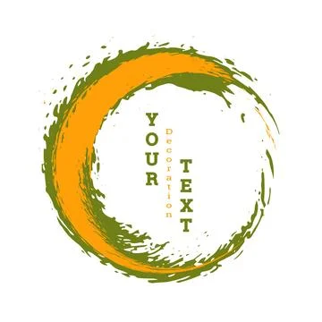 Brushstroke circle on a white background. Multicolored brushstrokes. Design Stock Illustration
