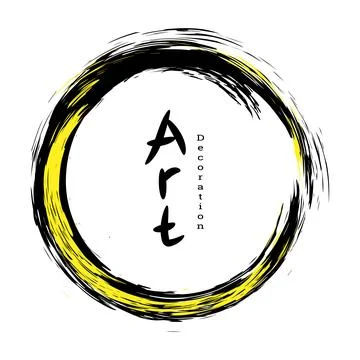 Brushstroke circle on a white background. Multicolored brushstrokes. Design.. Illustrazione stock