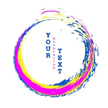 Brushstroke circle on a white background. Multicolored brushstrokes. Design.. Stock Illustration