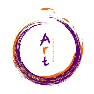 Brushstroke circle on a white background. Multicolored brushstrokes. Design.. Stock Illustration