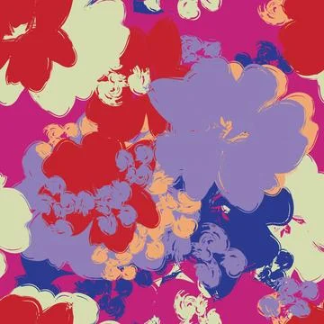 Brushstroke Colourful Floral seamless pattern design Stock Illustration