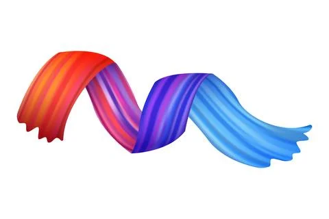 Brushstroke multicolor gradient texture. Brush ribbon isolated on white. Design Stock Illustration