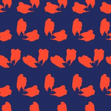 Brushstroke paint on dark blue background stroke seamless pattern. Vector Stock Illustration