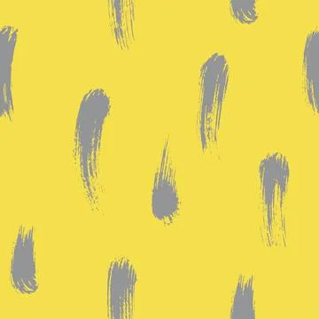 Brushstroke paint on yellow background stroke seamless pattern. Vector Stock Illustration