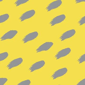 Brushstroke paint on yellow background stroke seamless pattern. Vector Stock Illustration