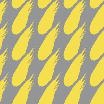 Brushstroke paint on yellow background stroke seamless pattern. Vector Illustrazione stock