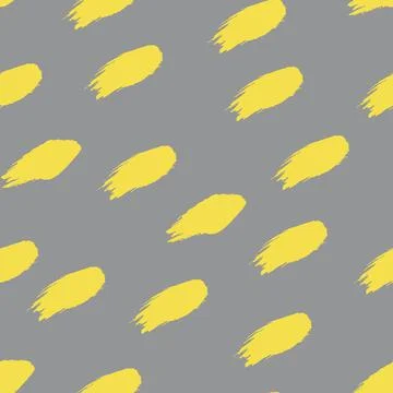 Brushstroke paint on yellow background stroke seamless pattern. Vector Illustrazione stock