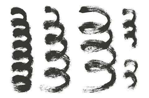 Brushstroke with squiggles. Hand drawn spiral confetti spirals. Brush stroke Stock Illustration