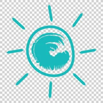 Brushstroke Sun Icon shining circle rays Stock Illustration