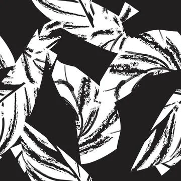 Brushstroke Tropical Leaf Seamless Pattern Design 스톡 일러스트