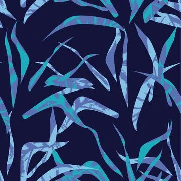 Brushstroke Tropical Leaf Seamless Pattern Design Stockillustratie