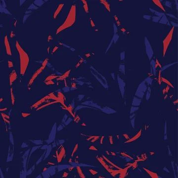 Brushstroke Tropical Leaf Seamless Pattern Design Stock Illustration