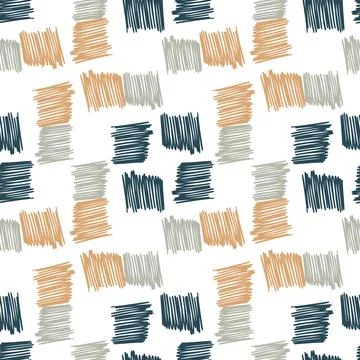 Brushstrokes and thin stripes seamless pattern. Cross Hatching endless backgr Stock Illustration