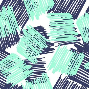 Brushstrokes and thin stripes seamless pattern. Cross Hatching endless backgr Stock Illustration