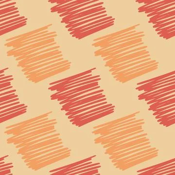 Brushstrokes and thin stripes seamless pattern. Cross Hatching endless backgr Illustrazione stock