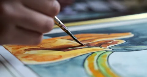 The brushstrokes on the canvas are crafting something inspirational. Vidéo 265598927