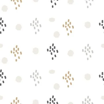 Brushstrokes pastel paint seamless vector gray gold pattern. Illustrazione stock