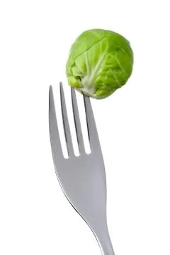 Brussel sprout on a fork Stock Photos