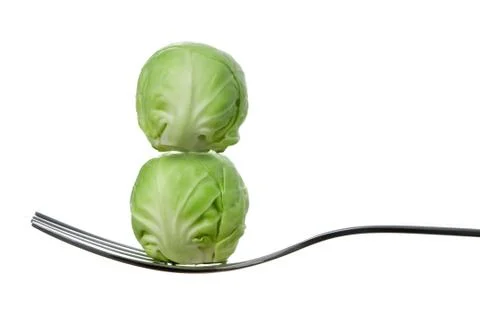 Brussel sprout on a fork Foto stock