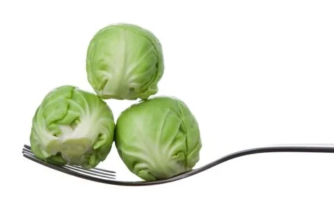 Brussel sprouts on a fork Stock Photos