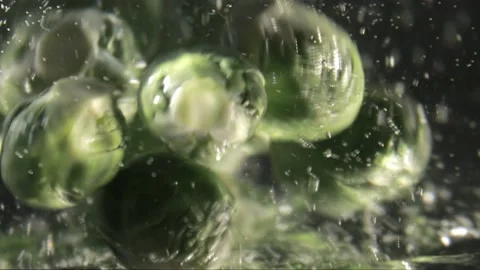 Brussel sprouts in the water. Stock Footage 217998694