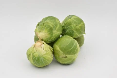 Brussel Sprouts on a White Background Stock Photos