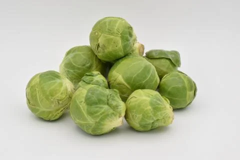 Brussel Sprouts on a White Background Stock Photos