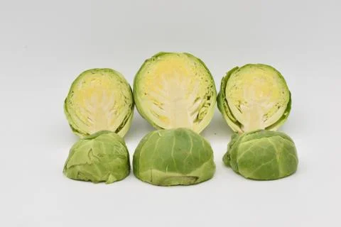 Brussel Sprouts on a White Background Stock Photos