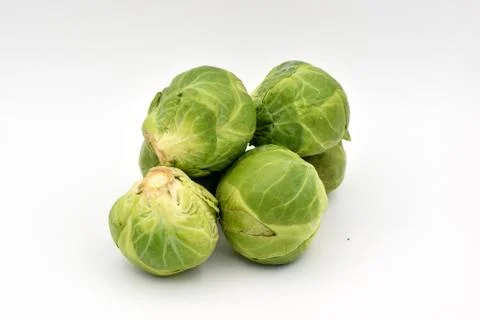 Brussel Sprouts on a White Background Stock Photos