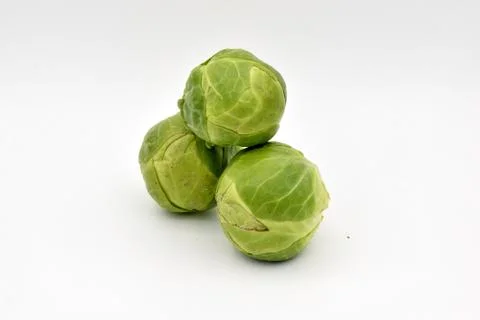 Brussel Sprouts on a White Background Stock Photos