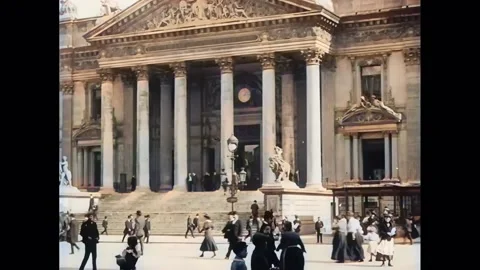 BRUSSELS - 1908 - Exteriors of the Place de la Bourse and Parc du Cinquantenaire Stockbeeldmateriaal 254200507