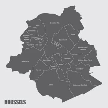 Brussels administrative map Stock Illustration