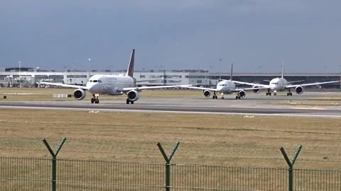 Brussels Airlines lining up onto the runway Stock Footage 160258608