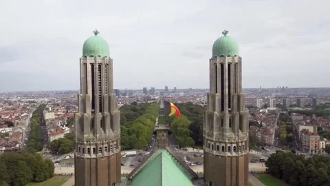 Brussels, Belgium - 08/30/2024: Panoramic view over Brussels with towers Stock Footage 283655638