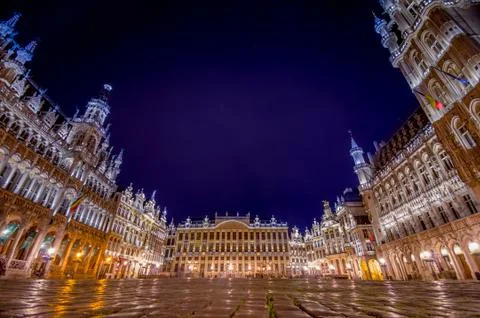 BRUSSELS, BELGIUM - 11 AUGUST, 2015: Stunning photo of spectacular Gran Place Stock Photos