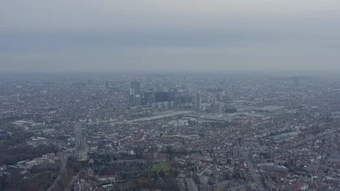 Brussels Belgium Aerial v23 Flying backwards over Stuyvenberg park with full Stock Footage 125167053