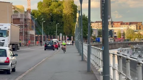 Brussels, Belgium - October 08, 2024; Cars drive on the road in Brussels Stock Footage 297316346